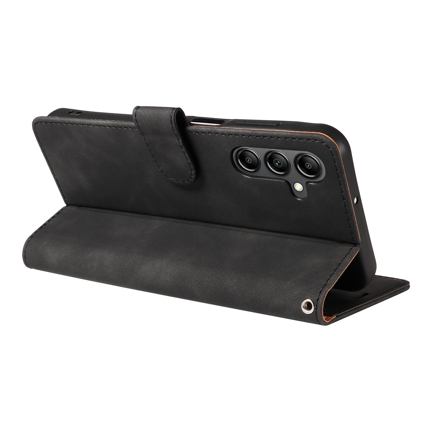 For Samsung Galaxy A16 5G / 4G Case with Thickened Strap RFID Blocking Wallet Stand Leather Flip Phone Cover - Black