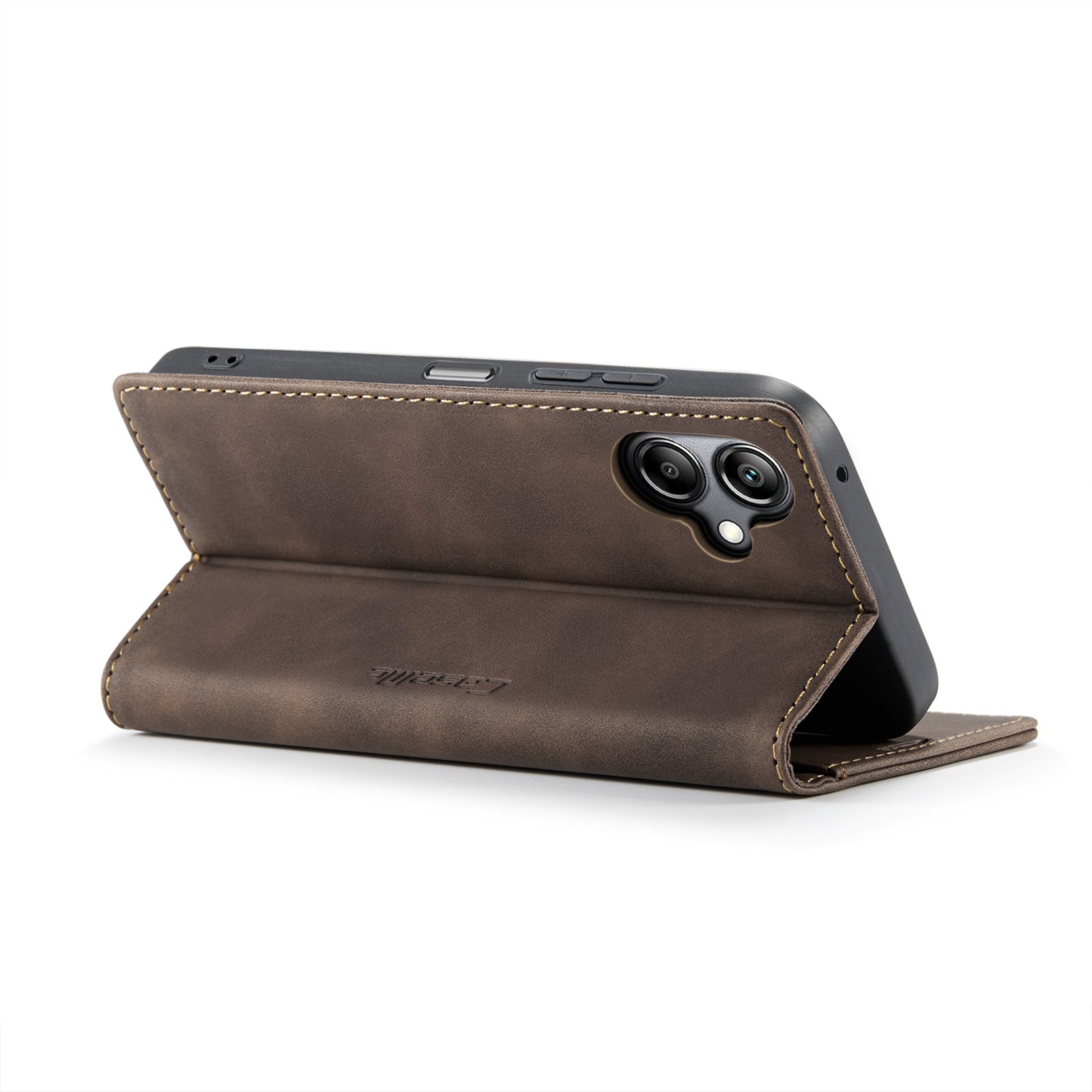 For Samsung Galaxy A06 Case CASEME 013 Series Card Holder Stand Leather Phone Cover - Coffee