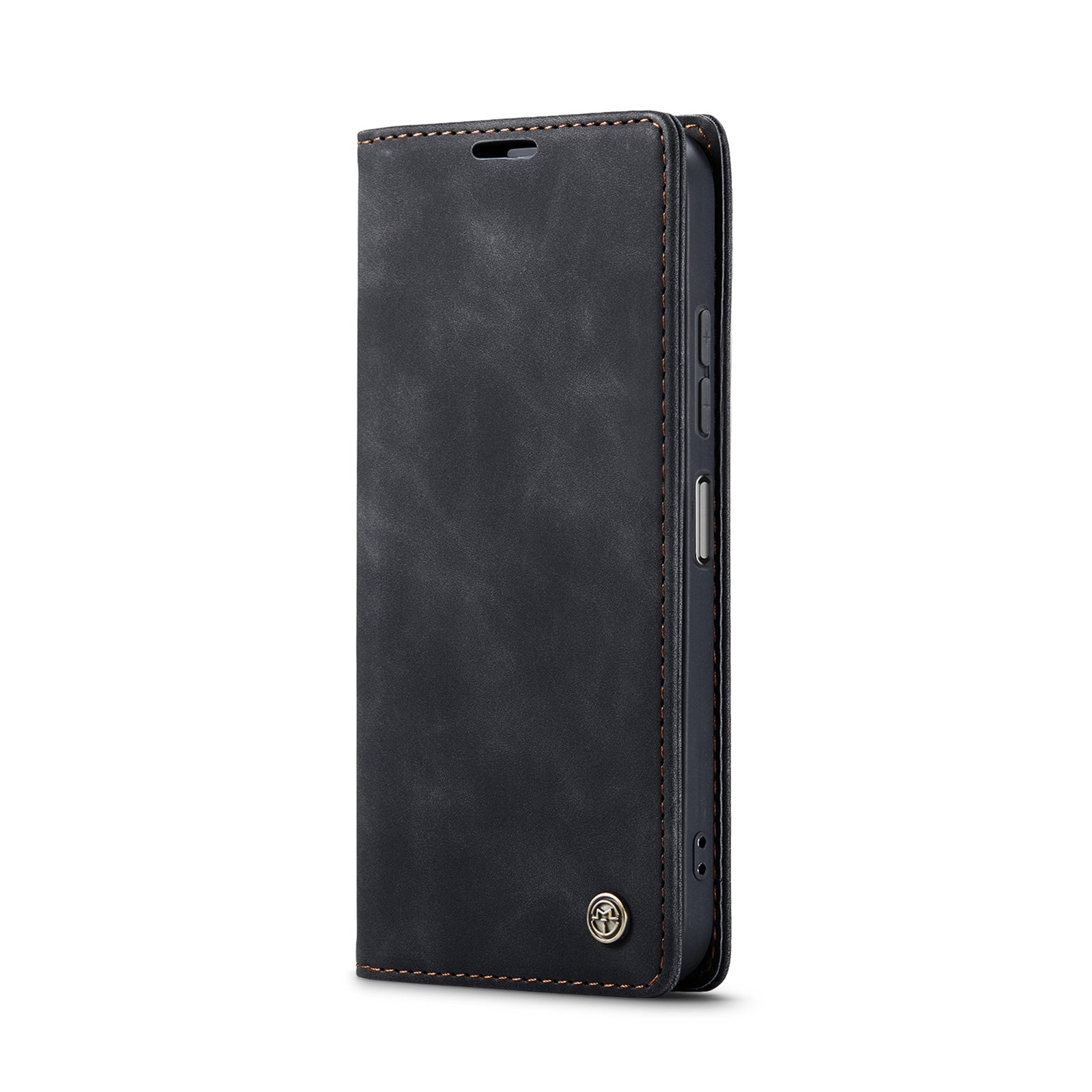 For Samsung Galaxy A06 Case CASEME 013 Series Card Holder Stand Leather Phone Cover - Black