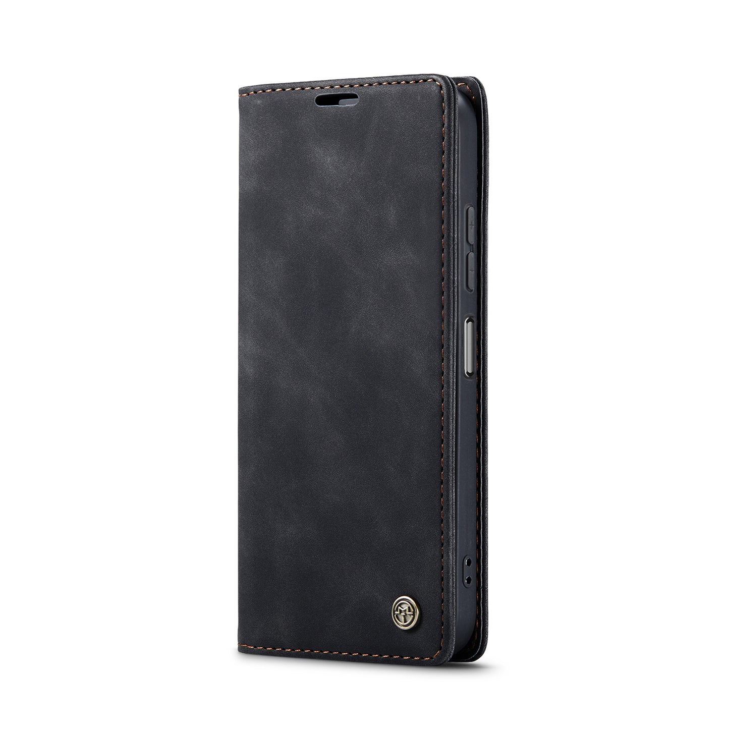 For Samsung Galaxy A06 Case CASEME 013 Series Card Holder Stand Leather Phone Cover - Black