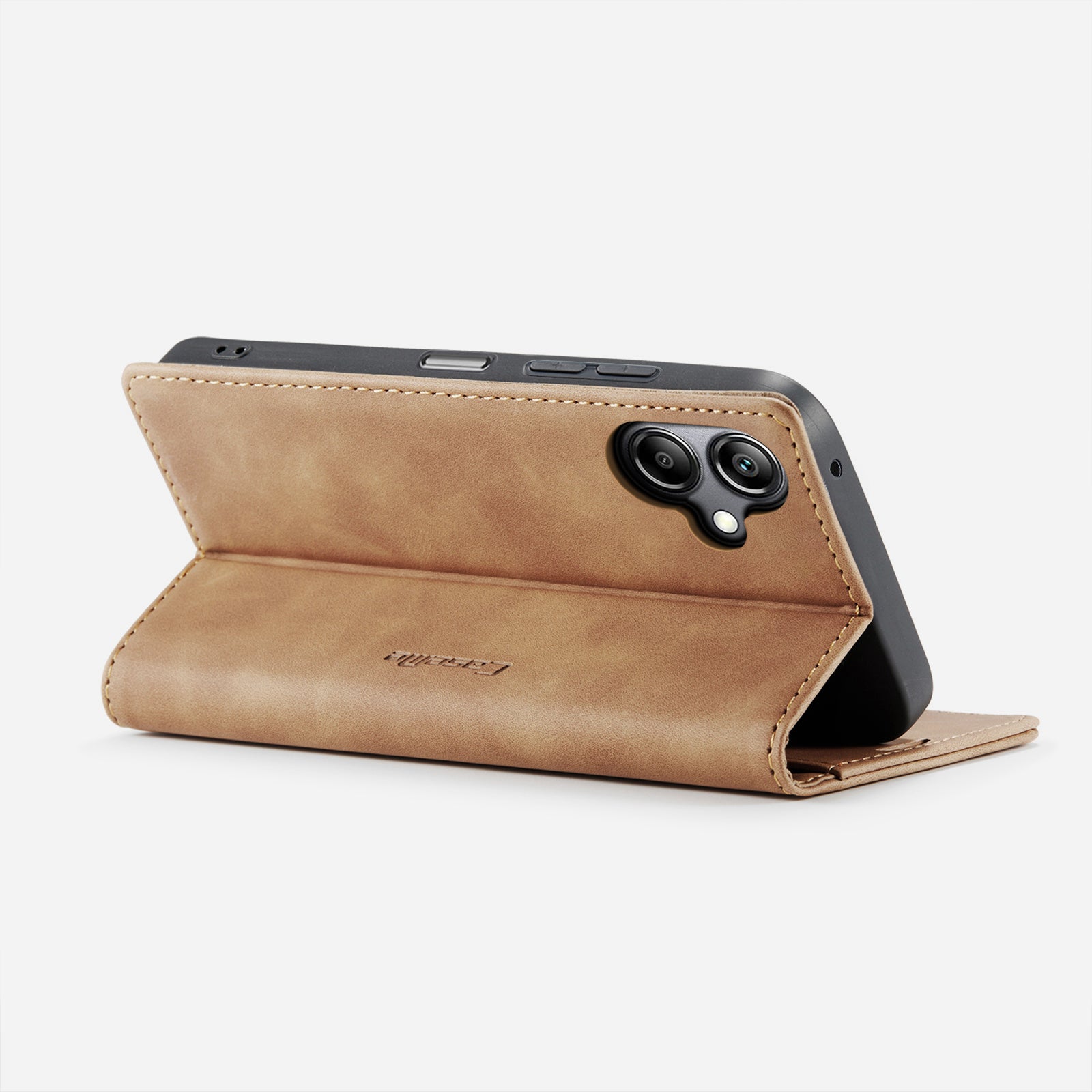 For Samsung Galaxy A06 Case CASEME 013 Series Card Holder Stand Leather Phone Cover - Brown