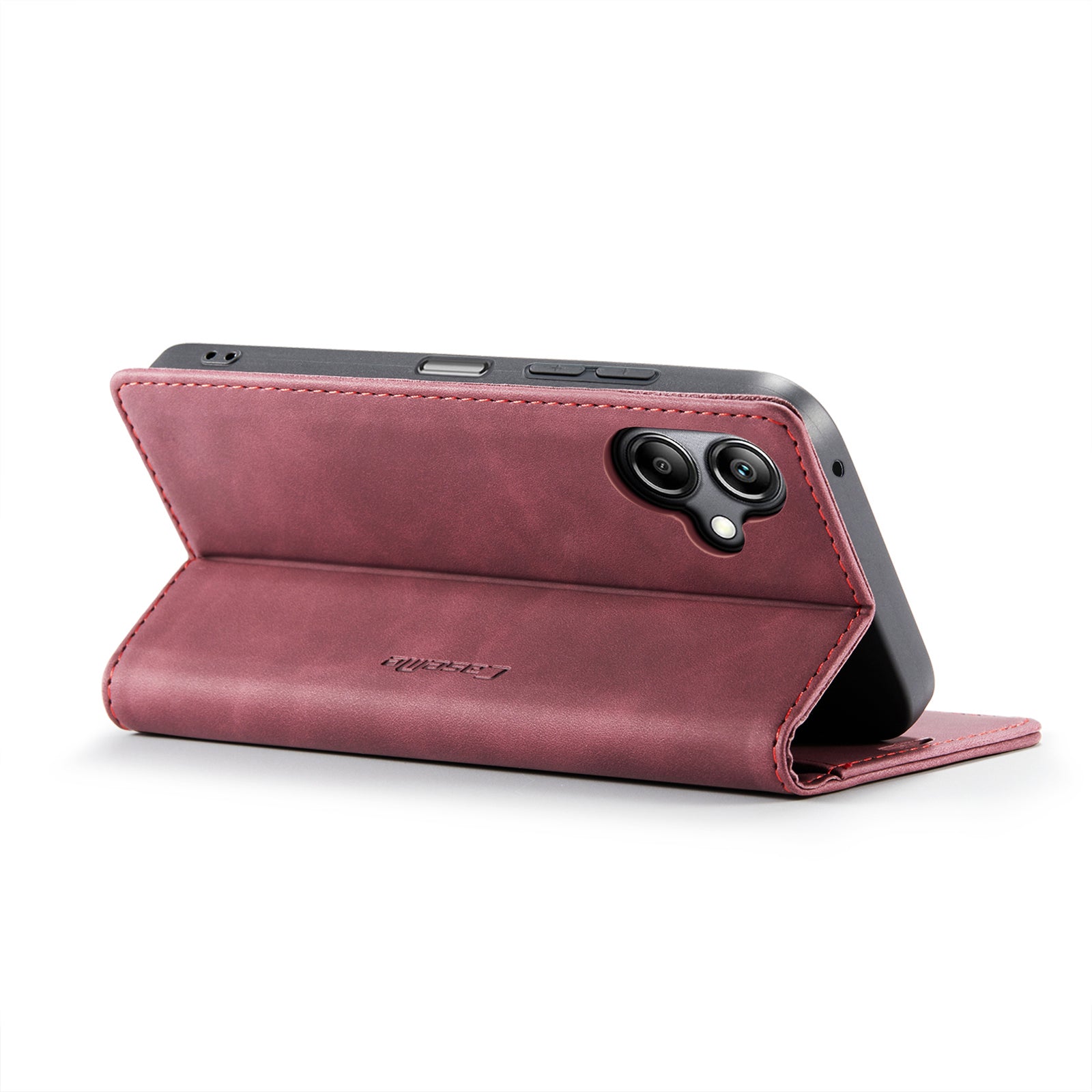 For Samsung Galaxy A06 Case CASEME 013 Series Card Holder Stand Leather Phone Cover - Red