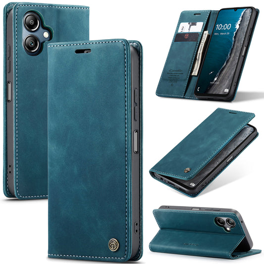 For Samsung Galaxy A06 Case CASEME 013 Series Card Holder Stand Leather Phone Cover - Blue