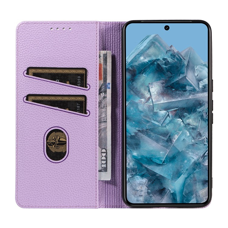 For Google Pixel 8 Pro Case RFID Blocking Strong Magnetic Leather Wallet Phone Cover - Purple