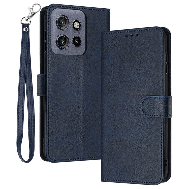 For Motorola Edge 50 Neo 5G / Moto S50 5G / Thinkphone 25 5G Case Flip Stand PU Leather Wallet Phone Cover Calf Texture - Sapphire