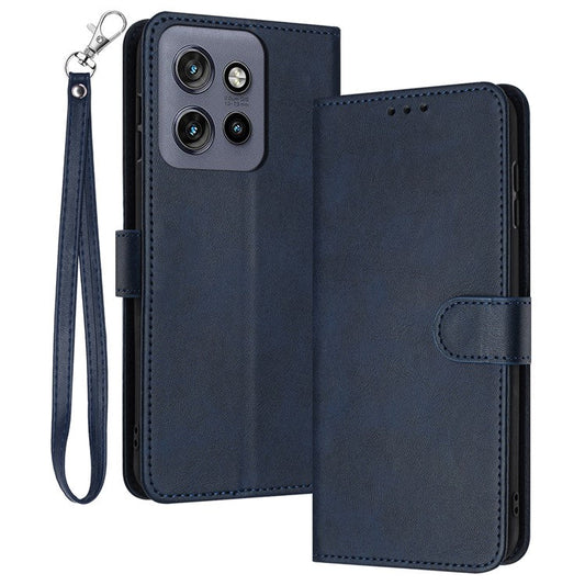 For Motorola Edge 50 Neo 5G / Moto S50 5G / Thinkphone 25 5G Case Flip Stand PU Leather Wallet Phone Cover Calf Texture - Sapphire