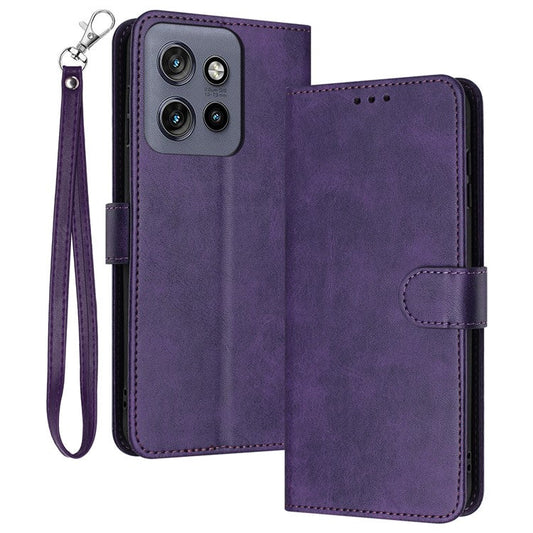 For Motorola Edge 50 Neo 5G / Moto S50 5G / Thinkphone 25 5G Case Flip Stand PU Leather Wallet Phone Cover Calf Texture - Purple