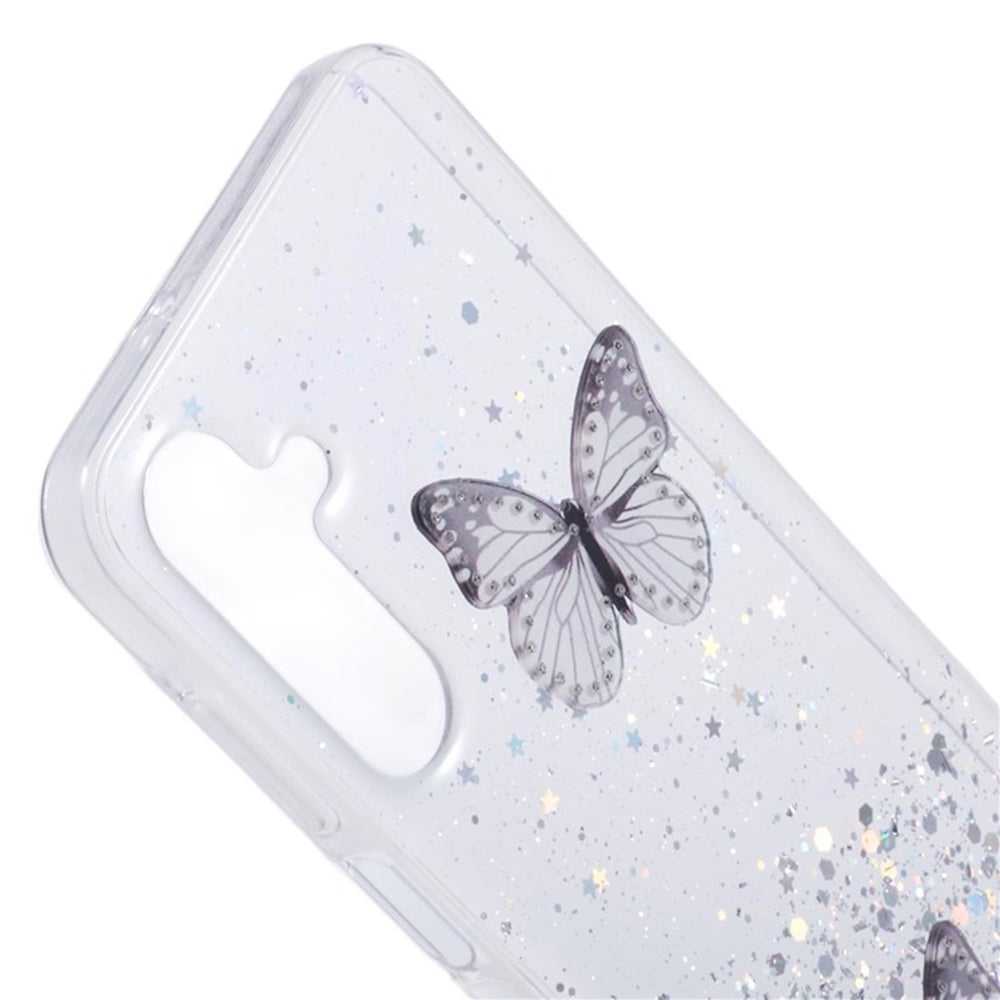 WANLONFENG AW Series for Samsung Galaxy A16 4G / 5G Case with Screen Film TPU Phone Cover PVC Butterfly Epoxy - White