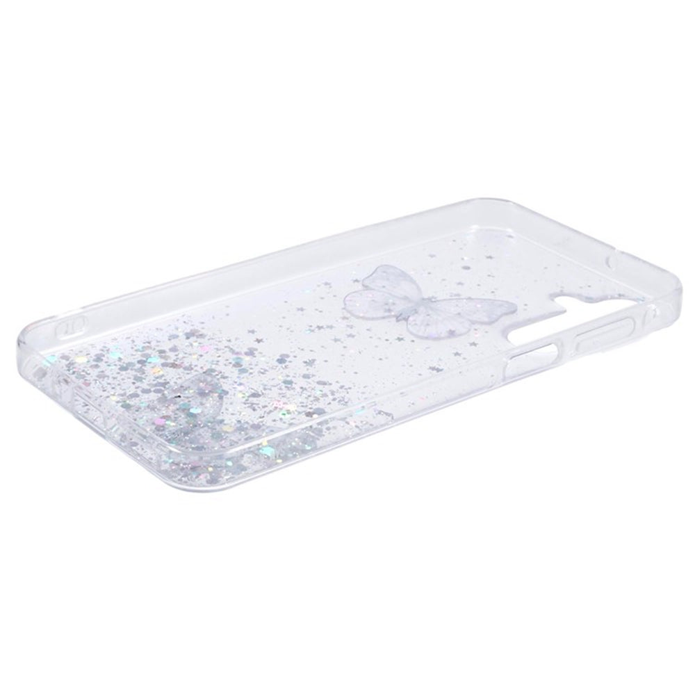 WANLONFENG AW Series for Samsung Galaxy A16 4G / 5G Case with Screen Film TPU Phone Cover PVC Butterfly Epoxy - White