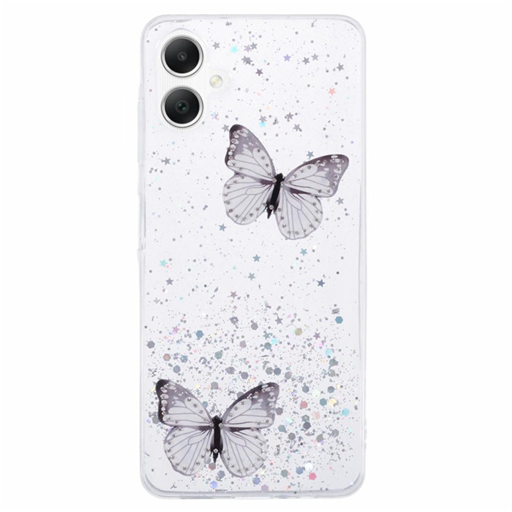 WANLONFENG AW Series for Samsung Galaxy A06 Case with Screen Film TPU Phone Cover PVC Butterfly Epoxy - White