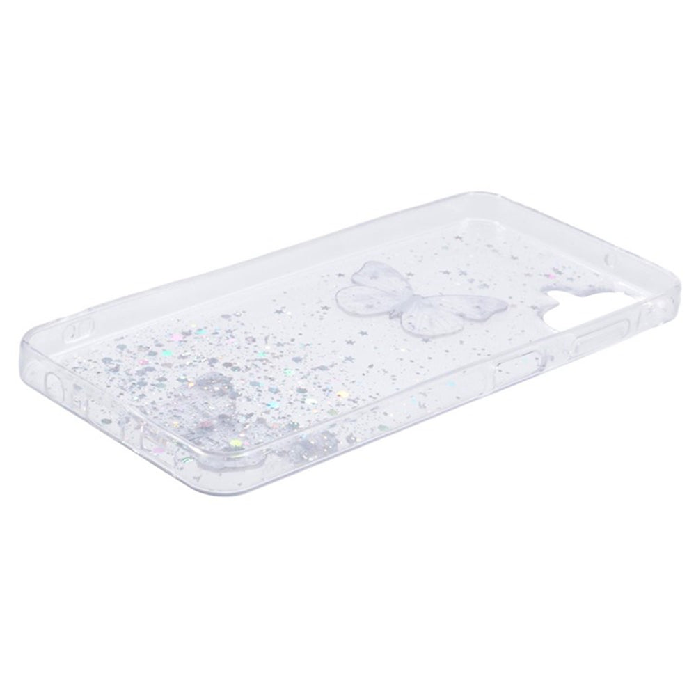 WANLONFENG AW Series for Samsung Galaxy A06 Case with Screen Film TPU Phone Cover PVC Butterfly Epoxy - White