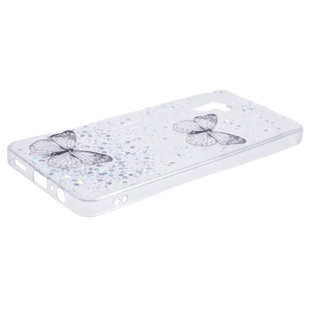 WANLONFENG AW Series for Samsung Galaxy A06 Case with Screen Film TPU Phone Cover PVC Butterfly Epoxy - White