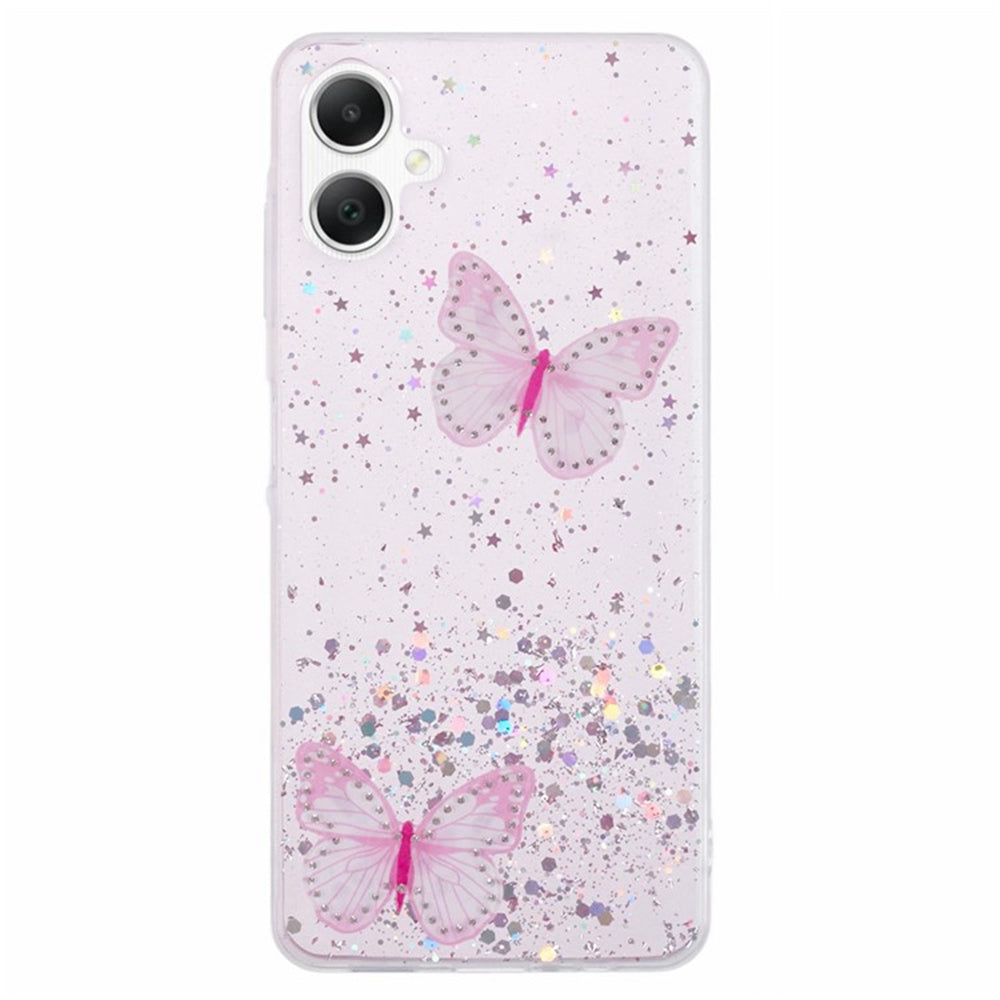 WANLONFENG AW Series for Samsung Galaxy A06 Case with Screen Film TPU Phone Cover PVC Butterfly Epoxy - Pink