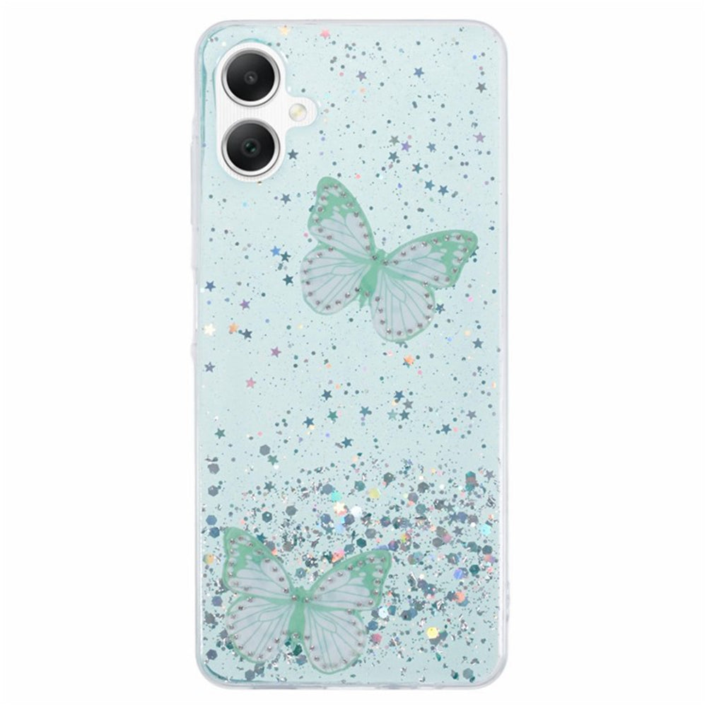 WANLONFENG AW Series for Samsung Galaxy A06 Case with Screen Film TPU Phone Cover PVC Butterfly Epoxy - Green