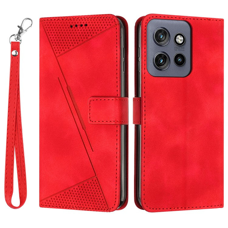 For Motorola Edge 50 Neo 5G / Moto S50 5G / Thinkphone 25 5G Case Handbag Imprinted Triangle Leather Phone Cover - Red