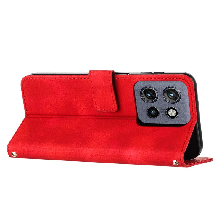 For Motorola Edge 50 Neo 5G / Moto S50 5G / Thinkphone 25 5G Case Handbag Imprinted Triangle Leather Phone Cover - Red