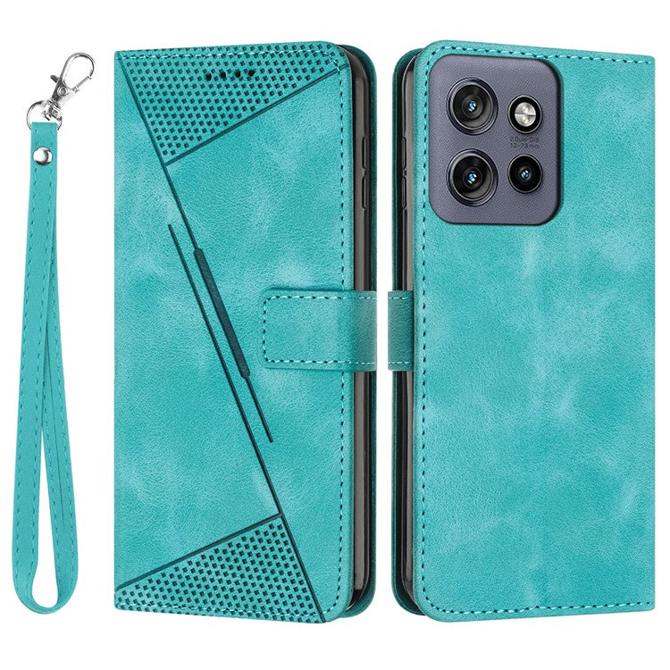 For Motorola Edge 50 Neo 5G / Moto S50 5G / Thinkphone 25 5G Case Handbag Imprinted Triangle Leather Phone Cover - Green