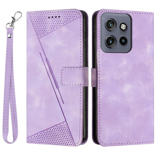 For Motorola Edge 50 Neo 5G / Moto S50 5G / Thinkphone 25 5G Case Handbag Imprinted Triangle Leather Phone Cover - Purple