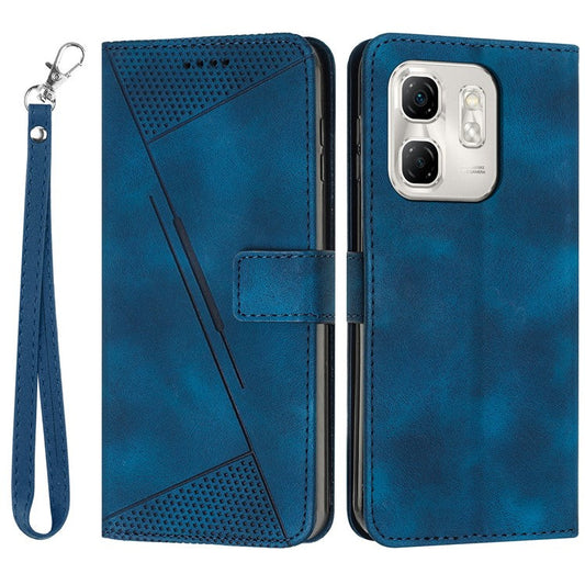 For Infinix Hot 50i 4G / Smart 9 4G Case Handbag Imprinted Triangle Leather Phone Cover - Sapphire