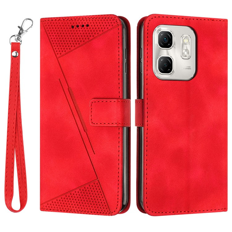 For Infinix Hot 50i 4G / Smart 9 4G Case Handbag Imprinted Triangle Leather Phone Cover - Red