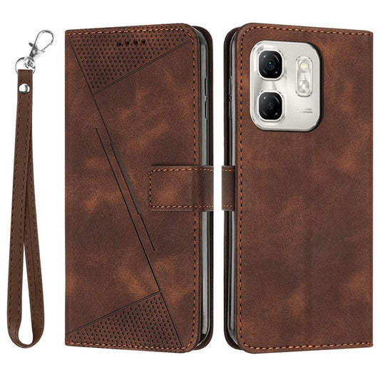 For Infinix Hot 50i 4G / Smart 9 4G Case Handbag Imprinted Triangle Leather Phone Cover - Brown