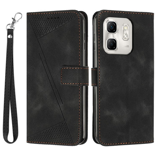 For Infinix Hot 50i 4G / Smart 9 4G Case Handbag Imprinted Triangle Leather Phone Cover - Black