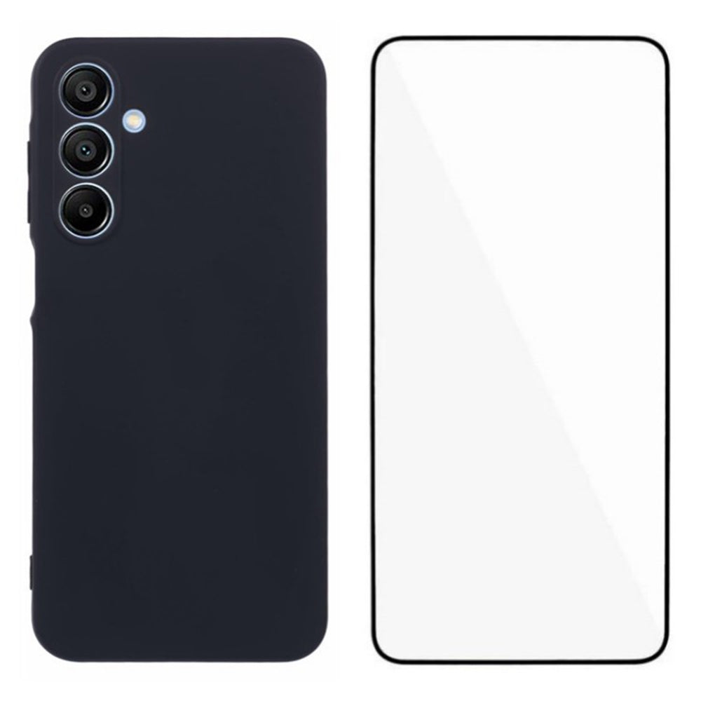 WANLONFENG RB2 Series for Samsung Galaxy A16 4G / 5G Case TPU Phone Cover with Screen Protector - Black