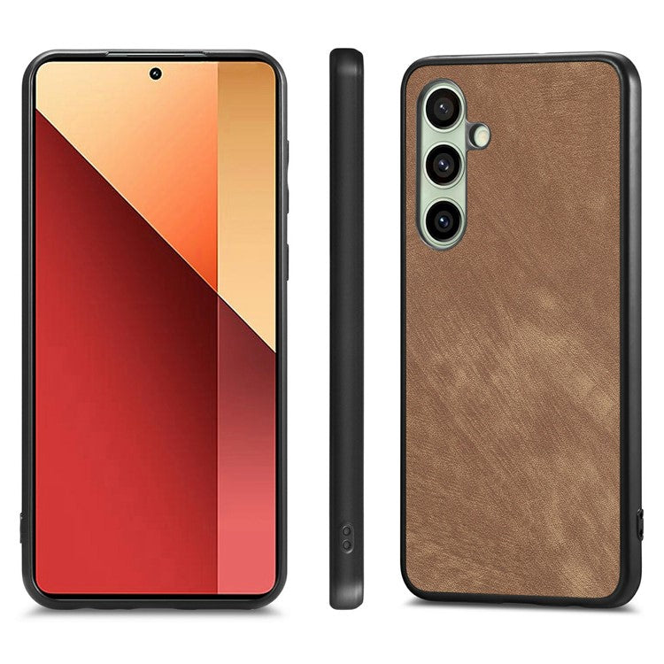 For Samsung Galaxy S24 FE Case Retro Leather + TPU Shockproof Protective Phone Cover - Brown