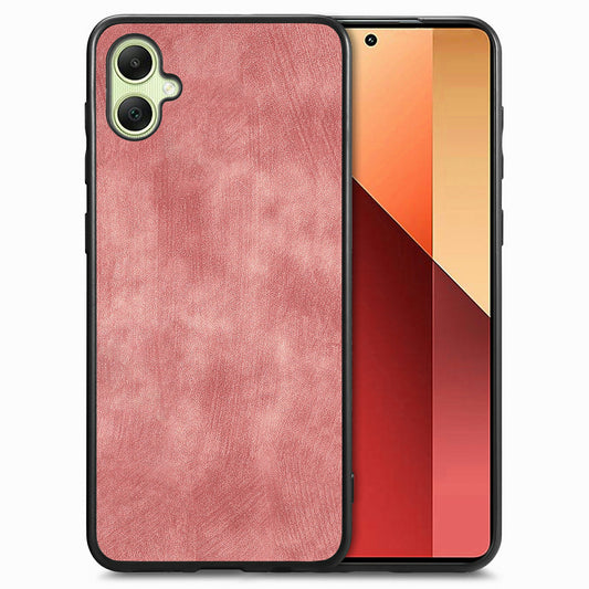 For Samsung Galaxy A06 Case Retro Leather + TPU Shockproof Protective Phone Cover - Pink