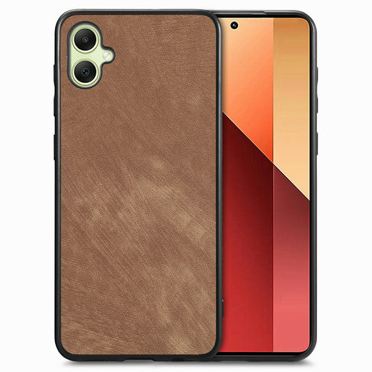 For Samsung Galaxy A06 Case Retro Leather + TPU Shockproof Protective Phone Cover - Brown