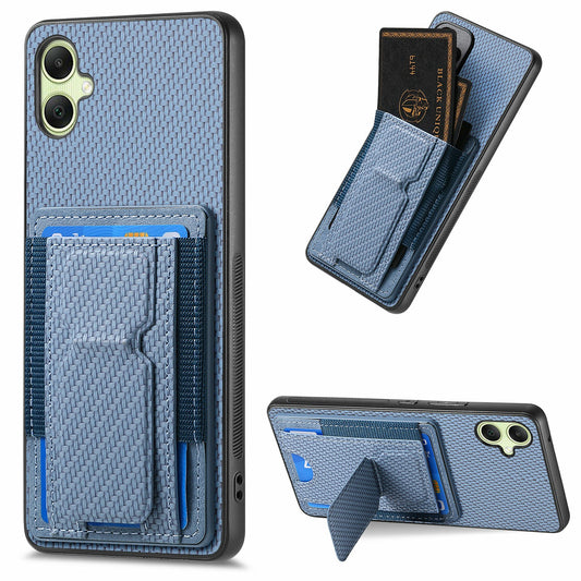 For Samsung Galaxy A06 Case Kickstand Card Holder Leather Back Cover - Blue