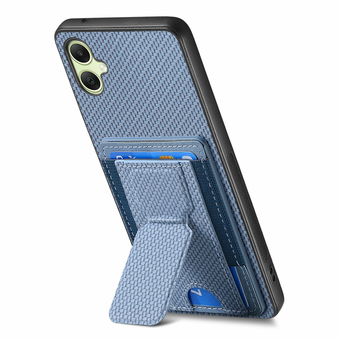 For Samsung Galaxy A06 Case Kickstand Card Holder Leather Back Cover - Blue
