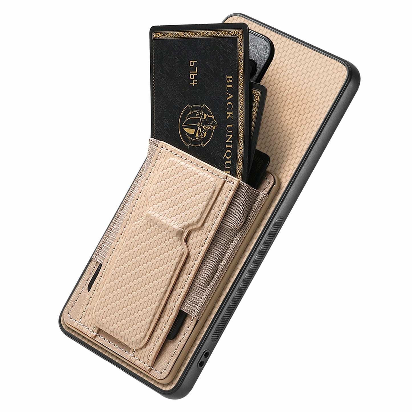 For Samsung Galaxy A06 Case Kickstand Card Holder Leather Back Cover - Beige