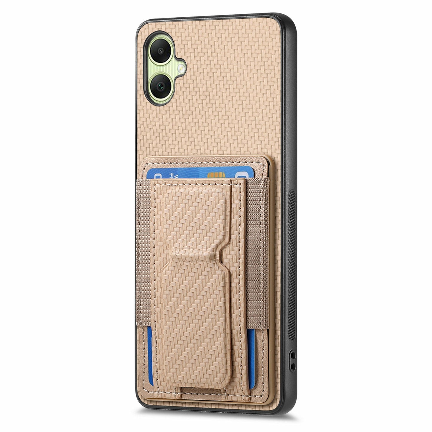 For Samsung Galaxy A06 Case Kickstand Card Holder Leather Back Cover - Beige