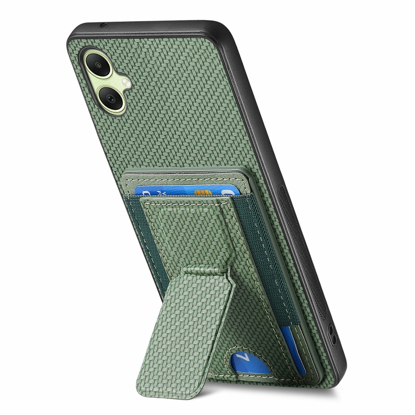 For Samsung Galaxy A06 Case Kickstand Card Holder Leather Back Cover - Green