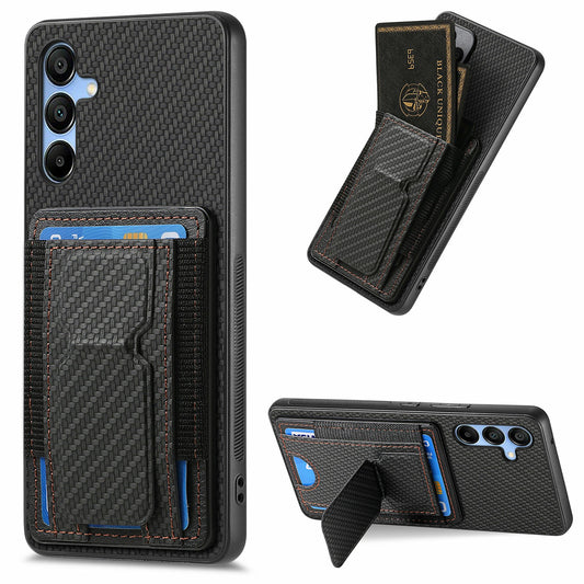 For Samsung Galaxy A16 4G / 5G Case Kickstand Card Holder Leather Back Cover - Black