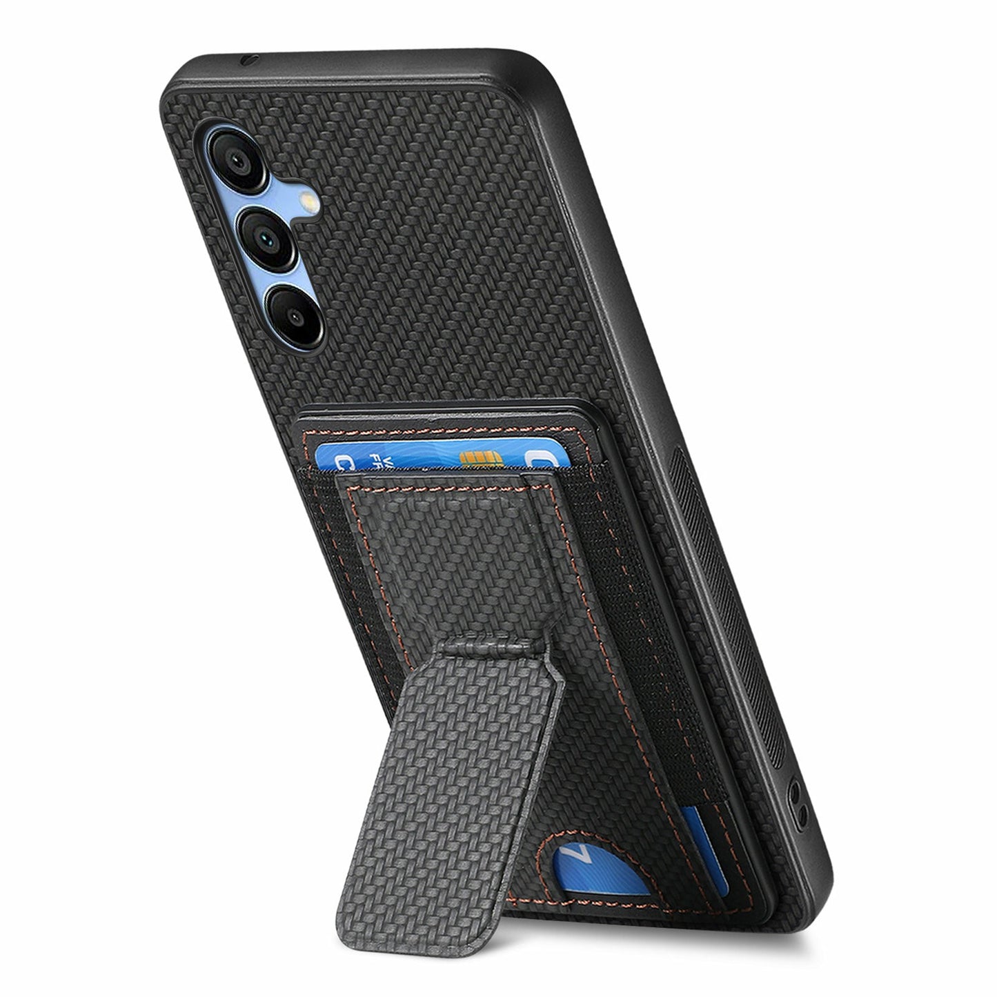 For Samsung Galaxy A16 4G / 5G Case Kickstand Card Holder Leather Back Cover - Black