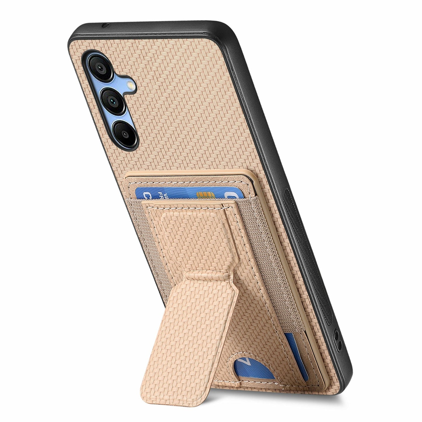 For Samsung Galaxy A16 4G / 5G Case Kickstand Card Holder Leather Back Cover - Beige