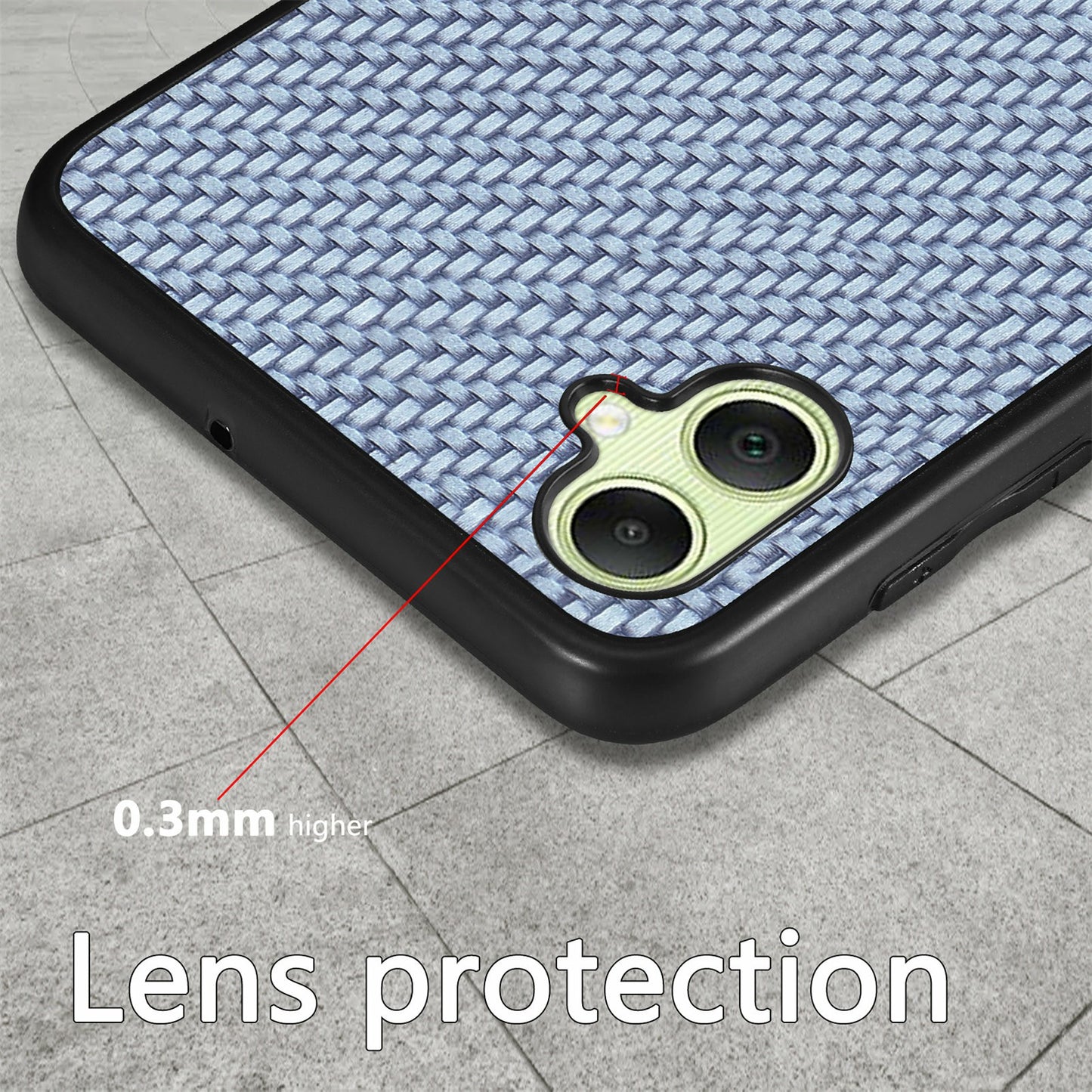 For Samsung Galaxy A06 Case Carbon Fiber Texture PU+PC+TPU Phone Cover - Blue