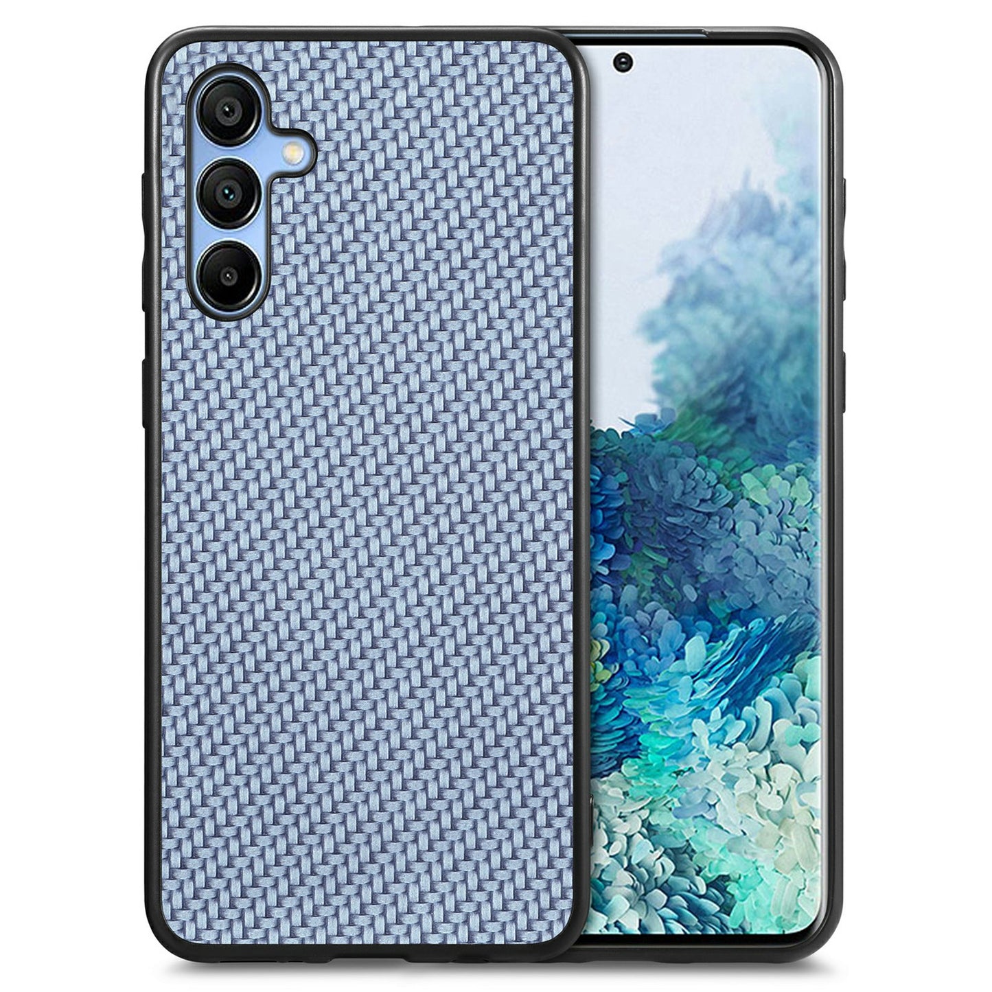 For Samsung Galaxy A16 4G / 5G Case Carbon Fiber Texture PU+PC+TPU Phone Cover - Blue