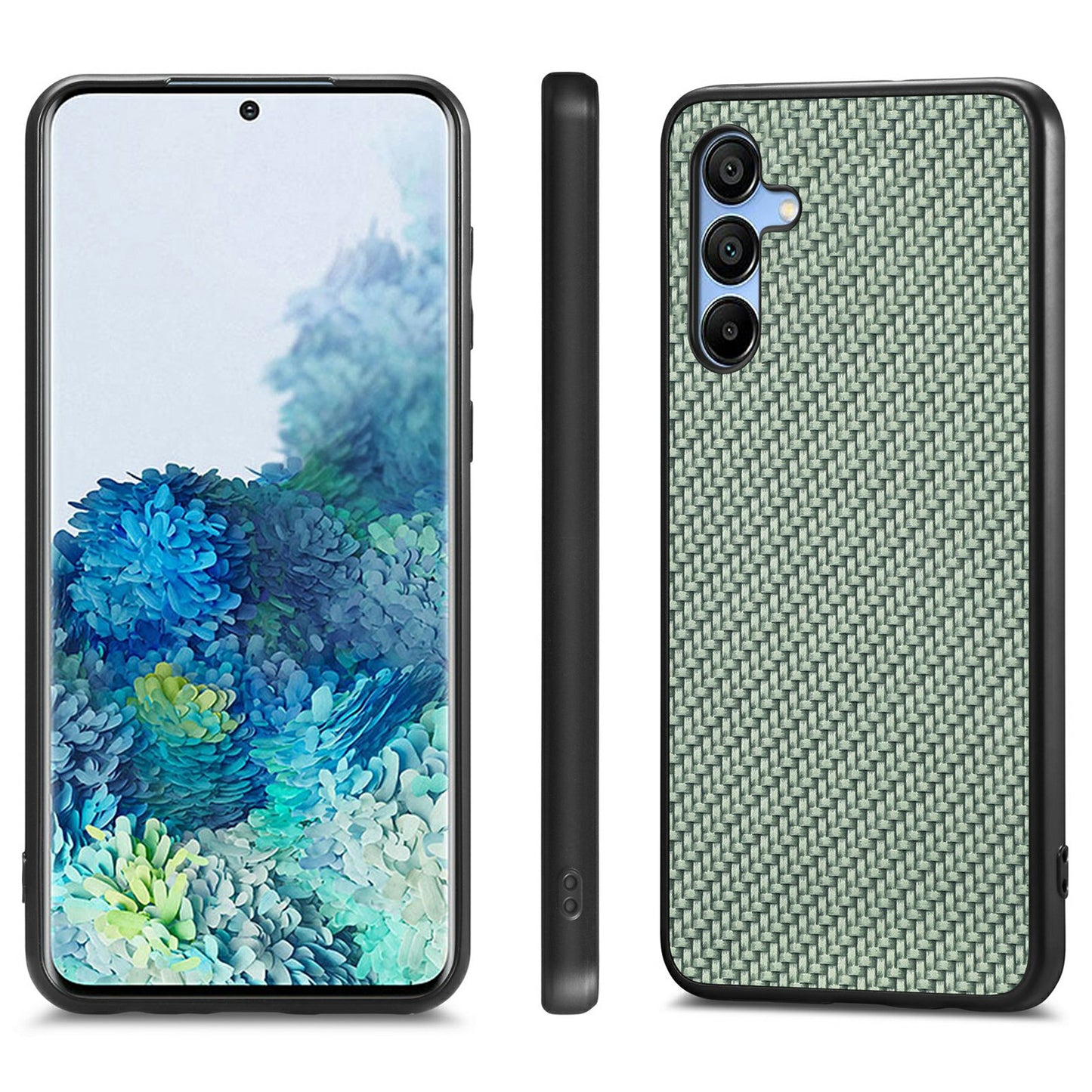 For Samsung Galaxy A16 4G / 5G Case Carbon Fiber Texture PU+PC+TPU Phone Cover - Green