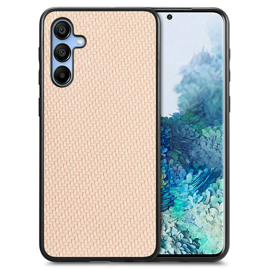 For Samsung Galaxy A16 4G / 5G Case Carbon Fiber Texture PU+PC+TPU Phone Cover - Apricot