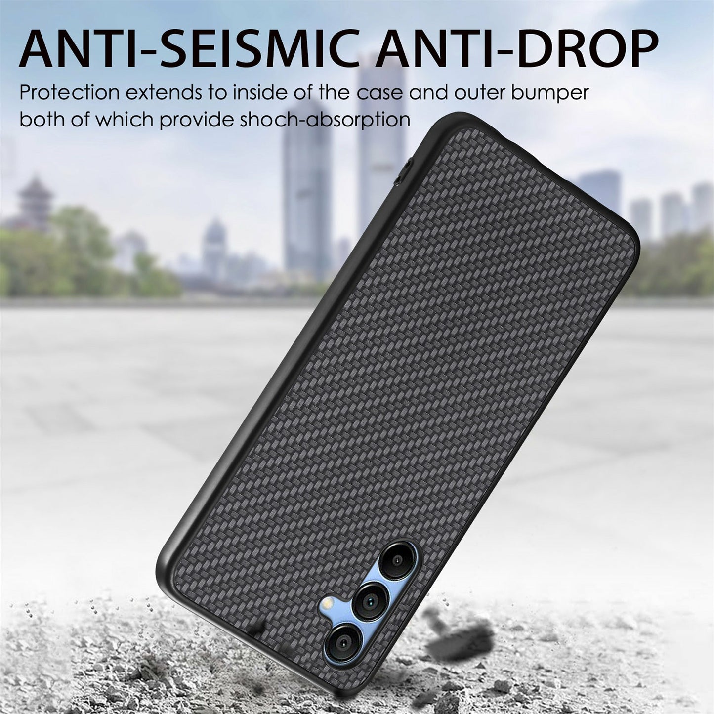 For Samsung Galaxy A16 4G / 5G Case Carbon Fiber Texture PU+PC+TPU Phone Cover - Brown