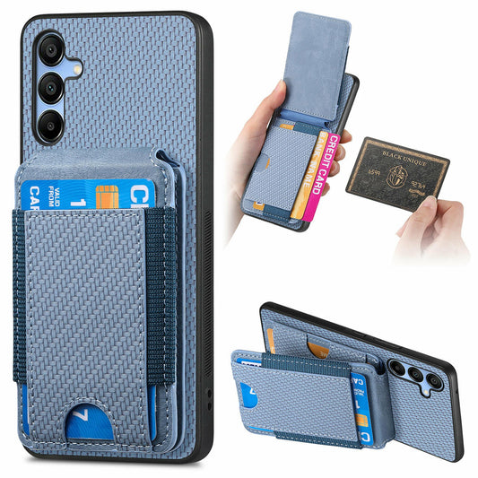 For Samsung Galaxy A16 4G / 5G Case Card Holder Leather+PC+TPU Kickstand Phone Cover - Blue