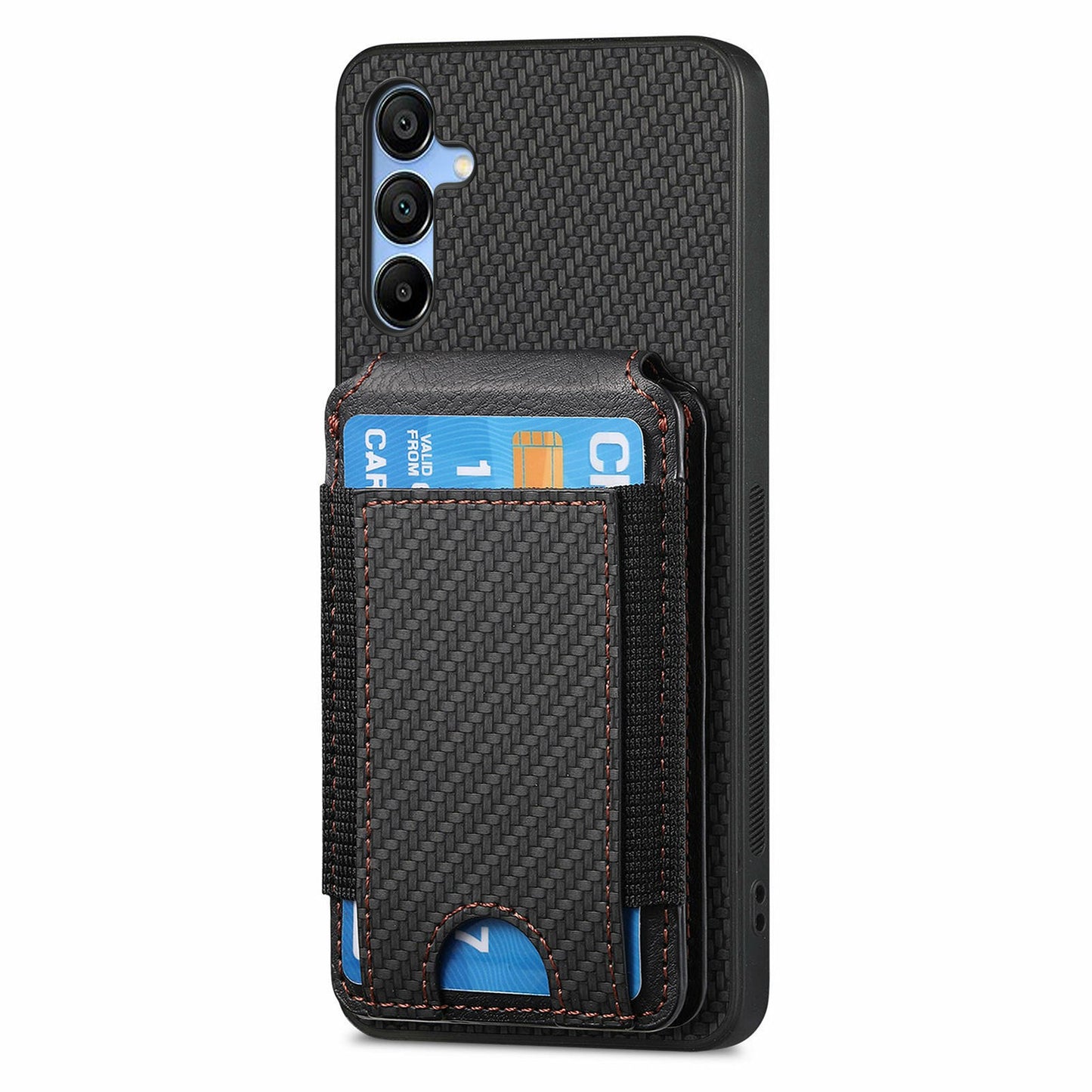 For Samsung Galaxy A16 4G / 5G Case Card Holder Leather+PC+TPU Kickstand Phone Cover - Black