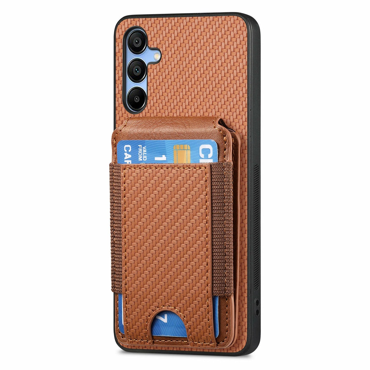 For Samsung Galaxy A16 4G / 5G Case Card Holder Leather+PC+TPU Kickstand Phone Cover - Brown