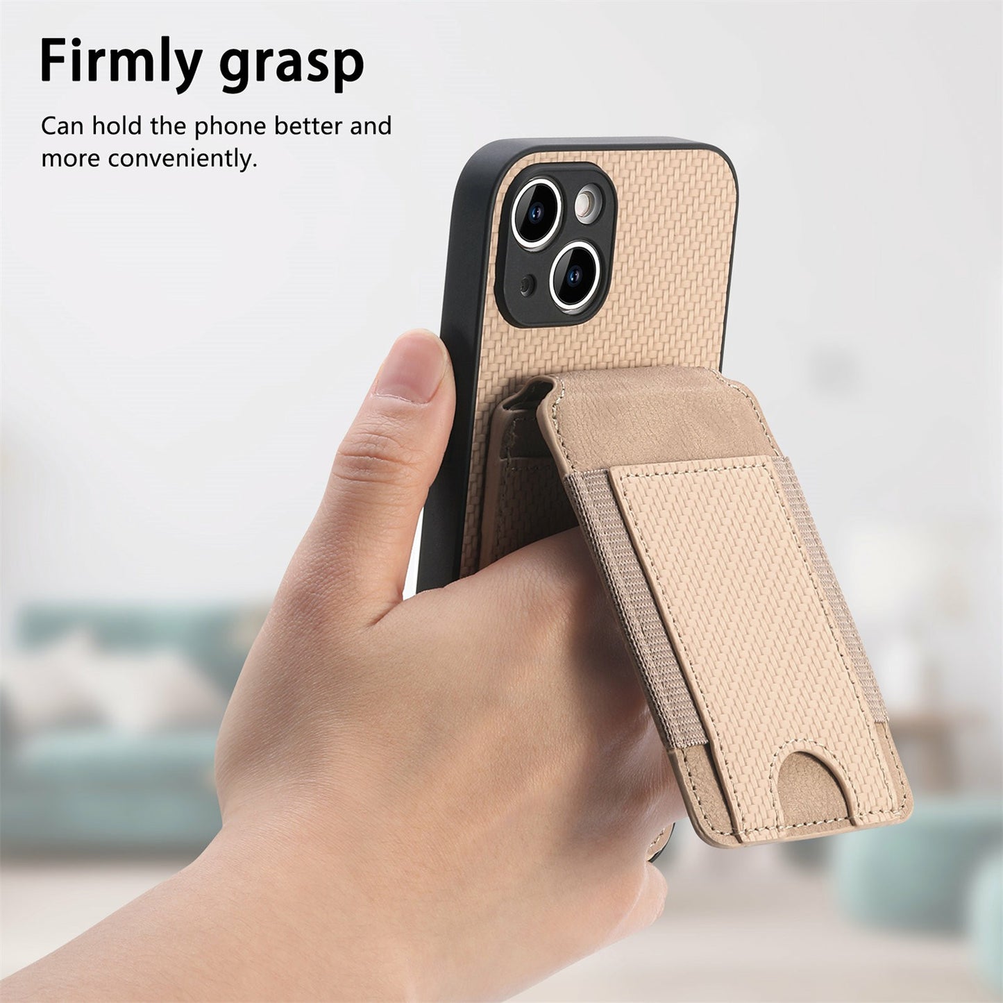 For Samsung Galaxy A06 Case Card Holder Leather+PC+TPU Kickstand Phone Cover - Black