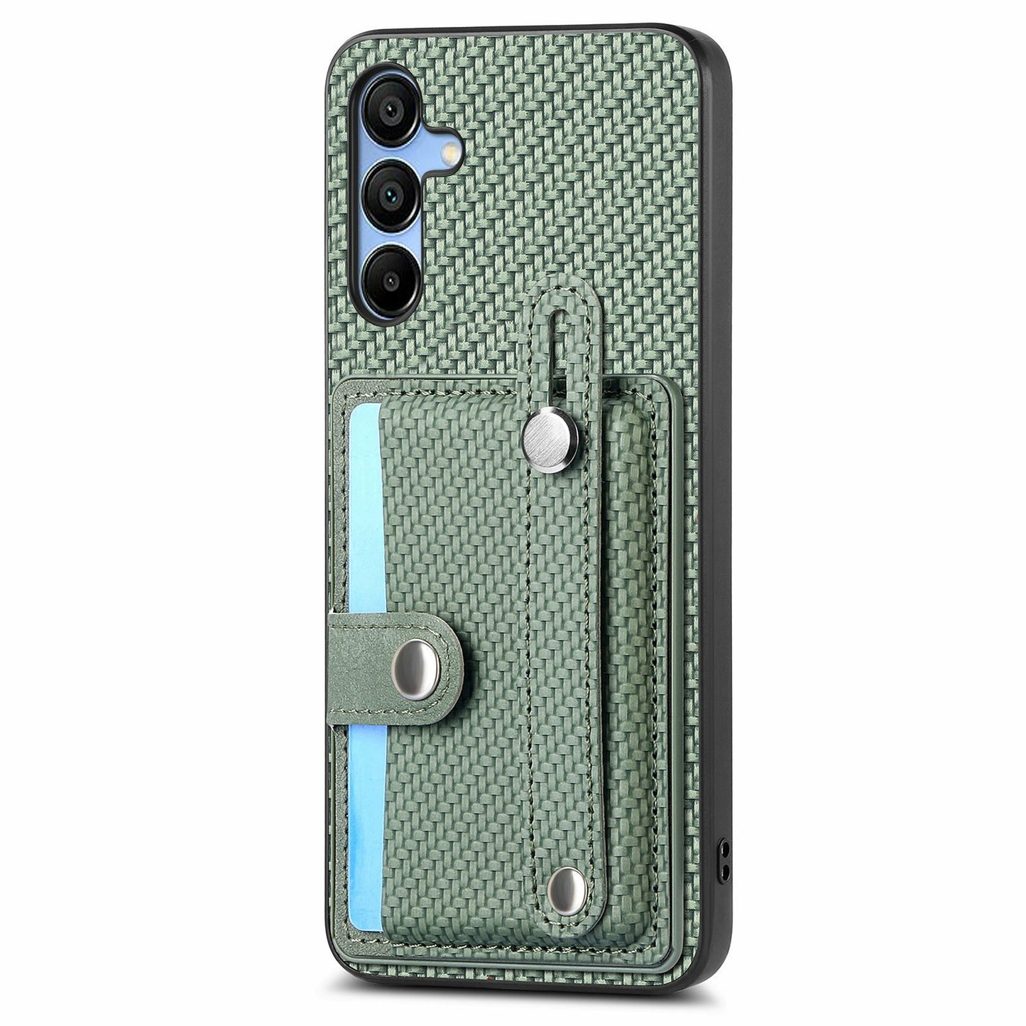For Samsung Galaxy A16 4G / 5G Case Wristband Anti-Drop Leather Back Cover Card Holder - Green