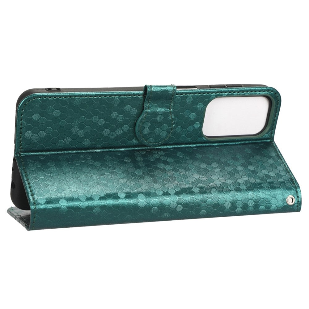 For Samsung Galaxy M23 5G / F23 5G PU Leather Wallet Flip Cover Dot Pattern Imprinted Magnetic Closure Stand Shockproof TPU Phone Case with Strap - Green