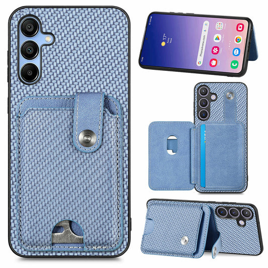 For Samsung Galaxy A16 4G / 5G Case Card Holder Leather+PC+TPU Phone Cover with Card Knife - Blue